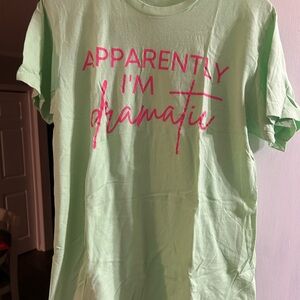 Green T-Shirt with Pink Graphic